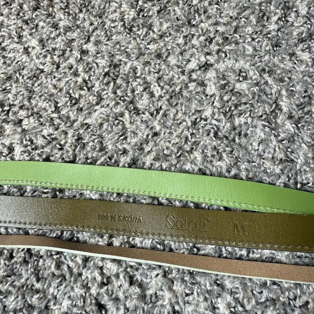 Solar Green Multi Strap Wide Waist Belt Sz M Artsy Bold Statement Leather New